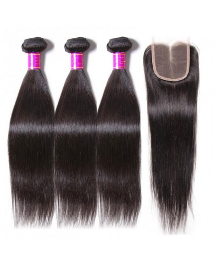 EB VIRGIN HAIR- Lot 3 Tissage + Closure Lisse