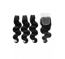 EB VIRGIN HAIR- Lot 3 Tissage + Closure Body Wave  LOT 3 BOULES DE TISSAGE + 1 CLOSURE EB VIRGIN HAIR