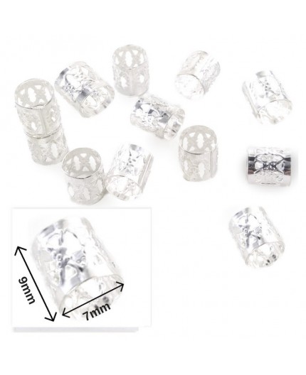 Perle Bague En Argent Pour Tresse et Locks 12pcs