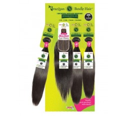 JANET COLLECTION - Lot De 3 tissages Lisses Brésiliens + Closure JANET COLLECTION  TISSAGE NATUREL