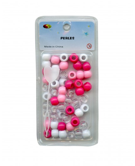 E ACCESSOIRES - Perles Roses & Blanches En Plastiques