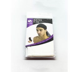 E ACCESSOIRES- Durag Blanc En Satin E Accessoires ACCESSOIRES MÈCHES & TISSAGES