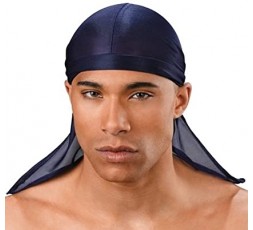 E ACCESSOIRES- Durag Bleu Foncé En Satin E Accessoires ACCESSOIRES MÈCHES & TISSAGES