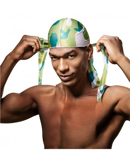 RED BY KISS- Durag En Satin Militaire (HDUPPM03 Lime Green)