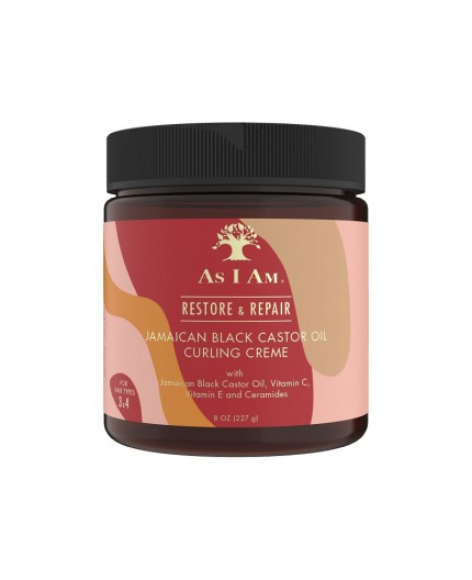 AS I AM - RESTORE & REPAIR - Crème Coiffante pour Boucles Huile de Ricin Noir Jamaïcaine (JBCO Curling Cream)