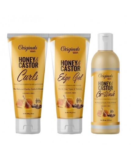 AFRICA'S BEST - HONEY & CASTOR - Pack Hydratation & Définition Boucles