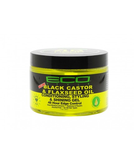 ECO STYLER Gel de Fixation Huile de Ricin & Graine de Lin Longue Tenue