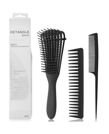 MAGIC - Kit Brosse Démêlante Pour Cheveux Afro Noir (Detangler Afro Brush)