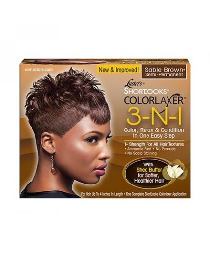 PINK LUSTER - SHORTOOKS - COLORLAXER - 3 en 1 Coloration Défrisant & Soin Nourrissant Brun