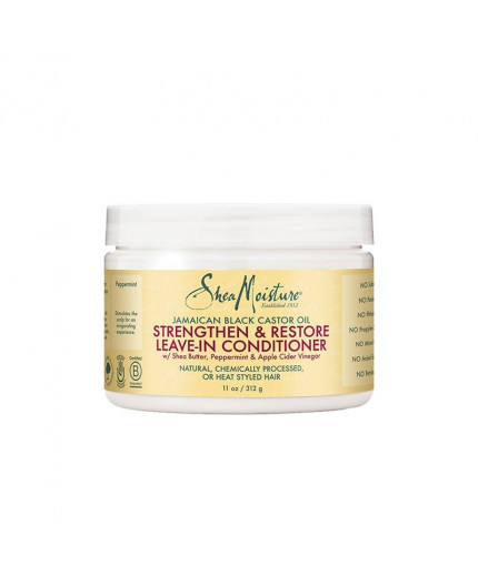 SHEA MOISTURE - JAMAICAN BLACK CASTOR OIL - Soin sans Rinçage Réparation & Pousse (Strenghten Restore Leave-in Conditioner) 312g