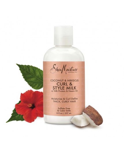 SHEA MOISTURE - COCONUT & HIBISCUS - Lait Capillaire Boucles & Brillance (Curl & Style Milk) - 237ml