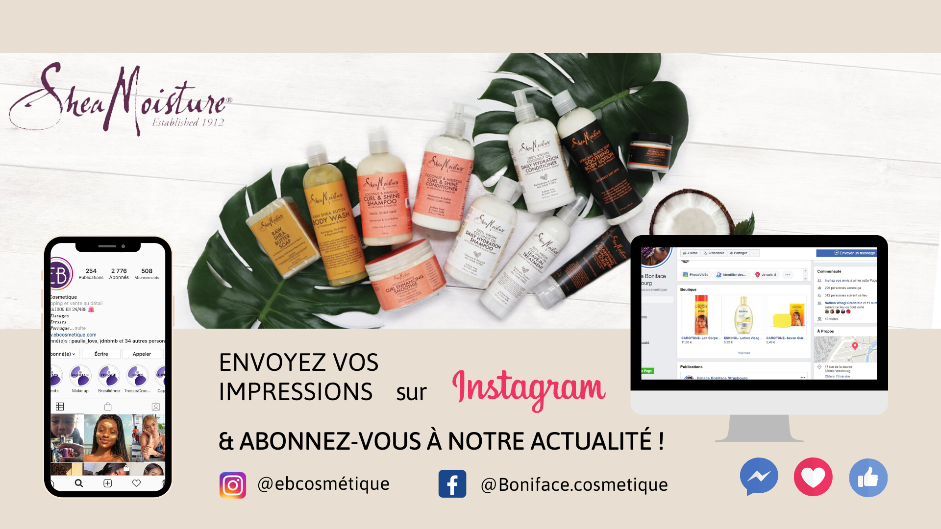 Banniere eb cosmetique shea moisture facebook instagram