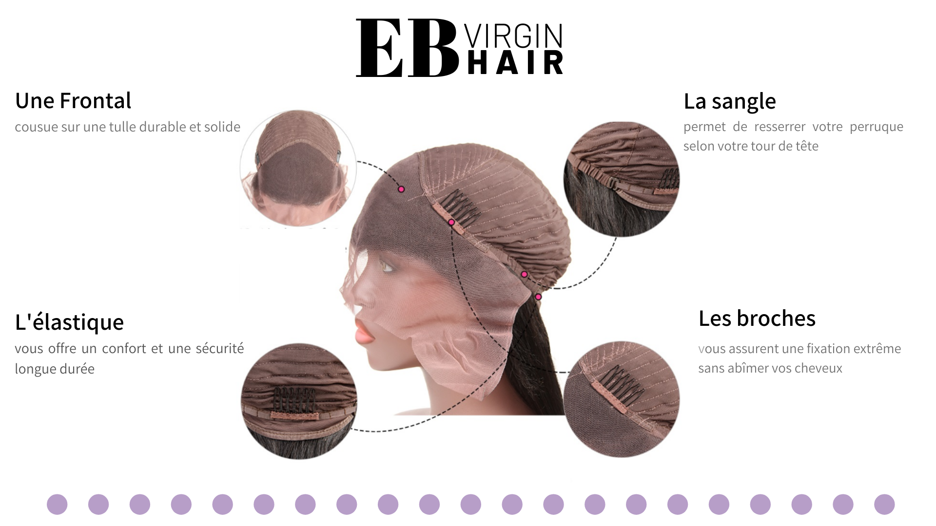 5 - LA LACE FRONTAL EB VIRGIN HAIR - la lace tulle sangle accroche perruque intérieur